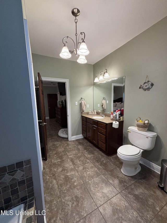 706 Anchor Lake Rd, Carriere, MS 39426 - bathroom featuring vanity, tile patterned floors, and a chandelier