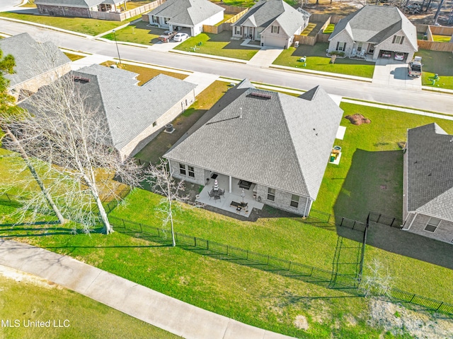 bird's eye view with a residential view