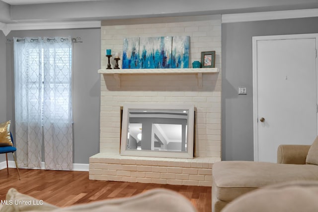 living room with hardwood / wood-style floors