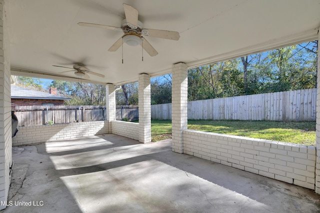 view of patio with ceiling fan