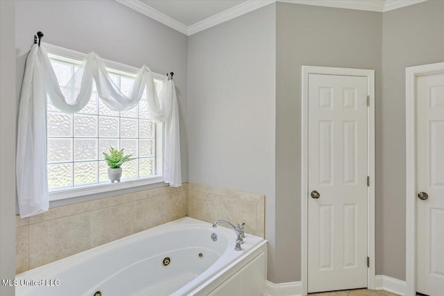 115 Victoria Pl, Brandon, MS 39042 - bathroom featuring a tub with jets and crown molding