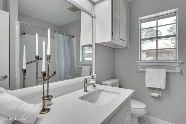 114 Fern Valley Rd, Brandon, MS 39042 - bathroom with toilet, vanity, and a shower with curtain