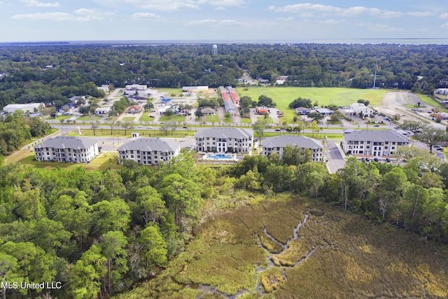 aerial view featuring a forest view