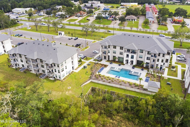 bird's eye view with a residential view