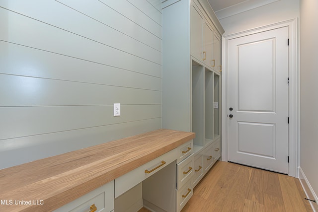 mudroom with light wood-type flooring