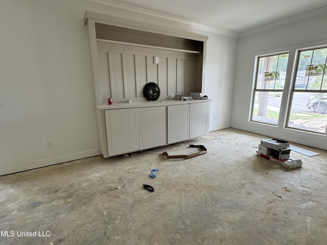 interior space with ornamental molding