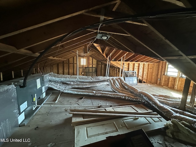 view of unfinished attic