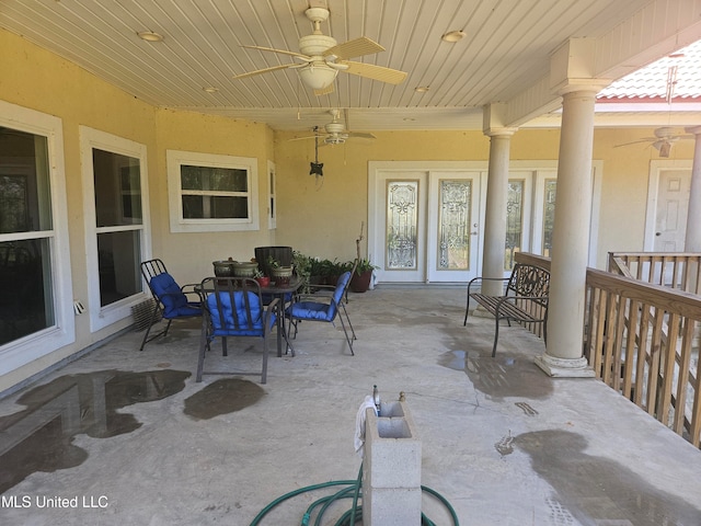 view of patio with ceiling fan