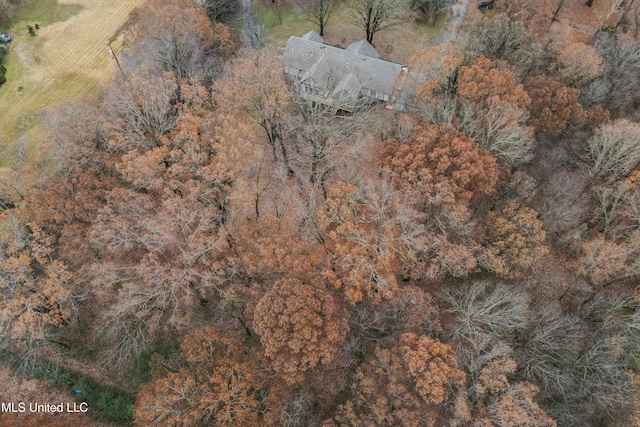 birds eye view of property featuring a rural view