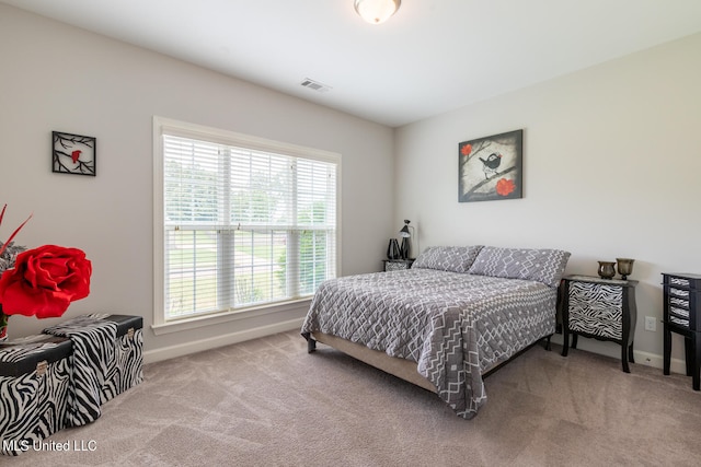 carpeted bedroom with multiple windows