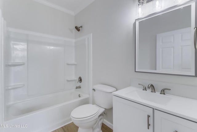 1515 E Beach Blvd Unit 132, Pass Christian, MS 39571 - full bathroom with vanity, bathing tub / shower combination, ornamental molding, and wood finished floors
