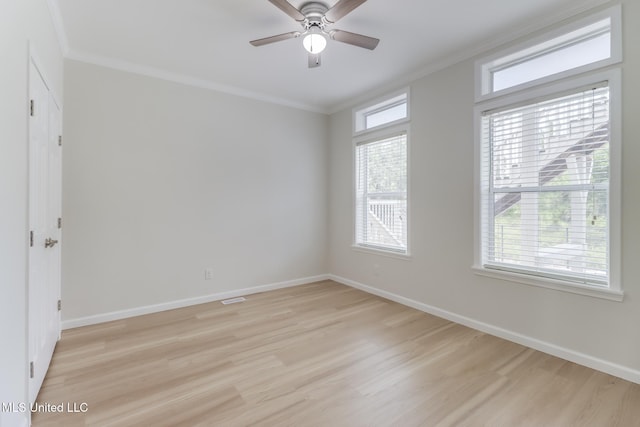 1515 E Beach Blvd Unit 132, Pass Christian, MS 39571 - empty room featuring light wood finished floors, crown molding, and ceiling fan