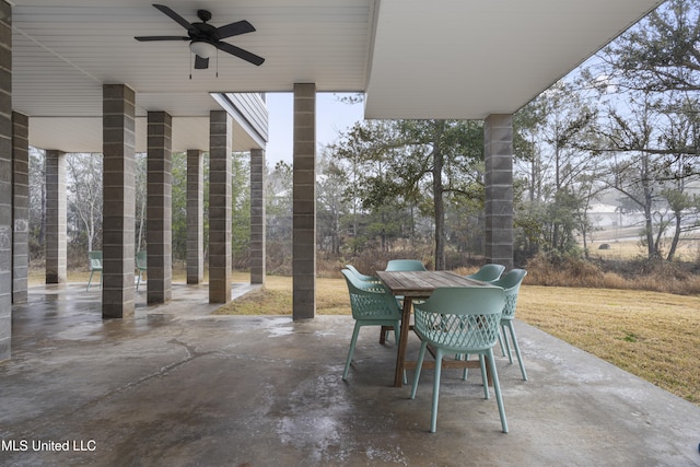 view of patio with ceiling fan