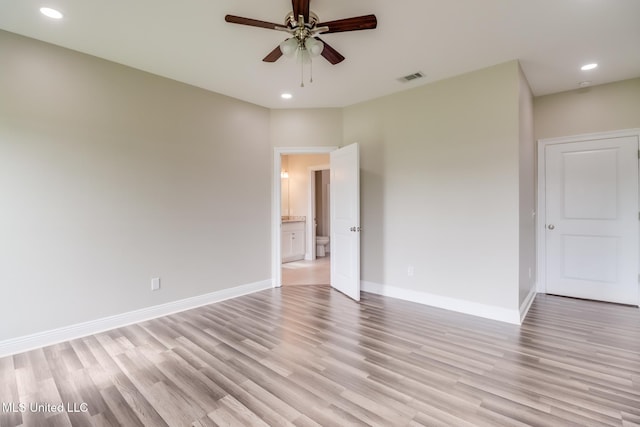 113 Magnolia Farms Dr, Lucedale, MS 39452 - spare room with light wood-style floors, a ceiling fan, recessed lighting, and baseboards