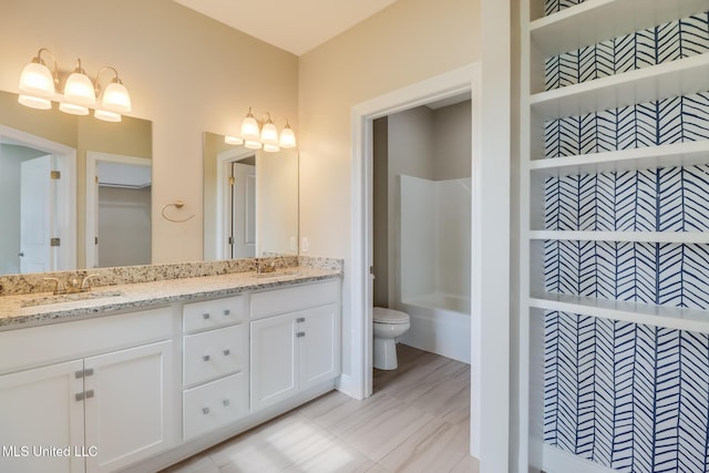 113 Magnolia Farms Dr, Lucedale, MS 39452 - bathroom with double vanity, toilet, and washtub / shower combination