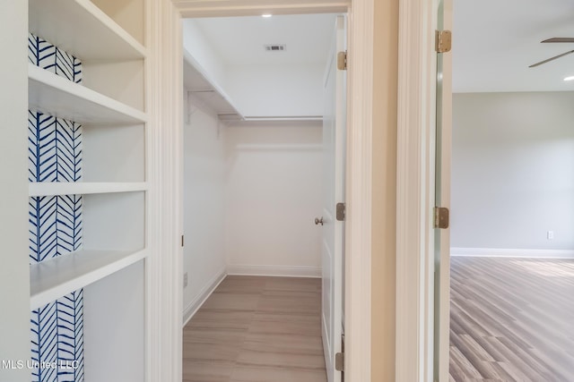 113 Magnolia Farms Dr, Lucedale, MS 39452 - walk in closet featuring ceiling fan and light wood-style flooring