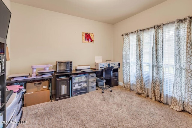 view of carpeted office space