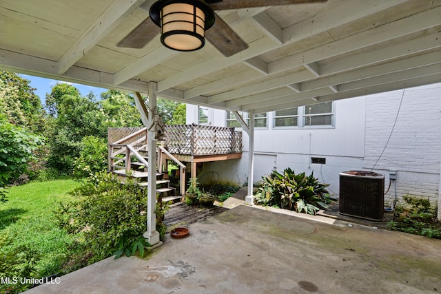 2418 24th Ave, Meridian, MS 39301 - view of patio featuring cooling unit, stairway, and a wooden deck