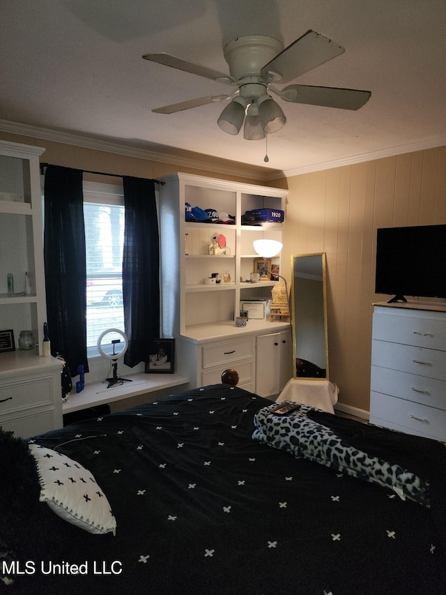 1365 Bruister Rd, Tutwiler, MS 38963 - bedroom with ornamental molding and a ceiling fan