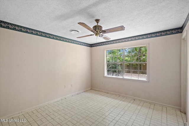 626 N Lexington St, Durant, MS 39063 - unfurnished room with a ceiling fan, a textured ceiling, and baseboards