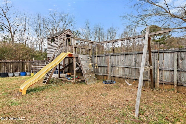 view of playground featuring a yard