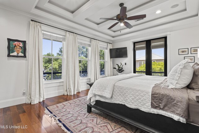 1511 18th Ave, Gulfport, MS 39501 - bedroom with hardwood / wood-style flooring, ornamental molding, a ceiling fan, and baseboards