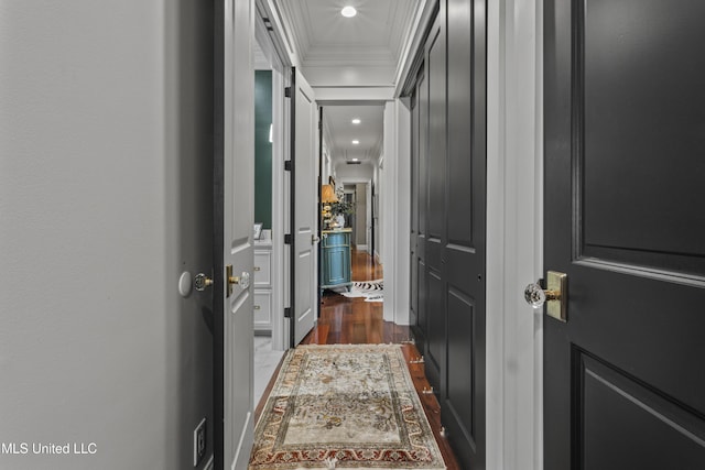 1511 18th Ave, Gulfport, MS 39501 - corridor with crown molding, dark wood-style flooring, and recessed lighting