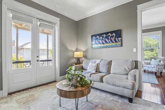 1511 18th Ave, Gulfport, MS 39501 - living area featuring wood finished floors, french doors, crown molding, and baseboards