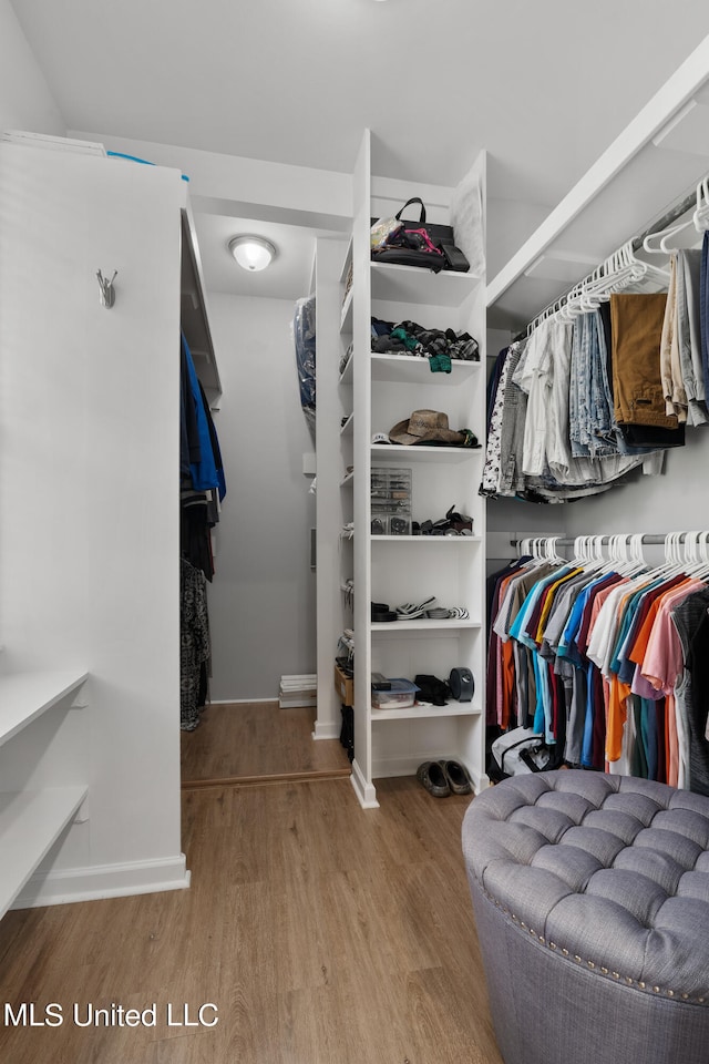 walk in closet featuring light wood-type flooring