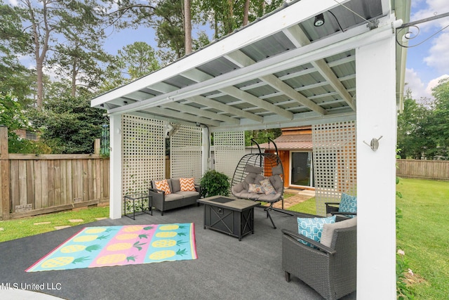 view of patio featuring an outdoor hangout area