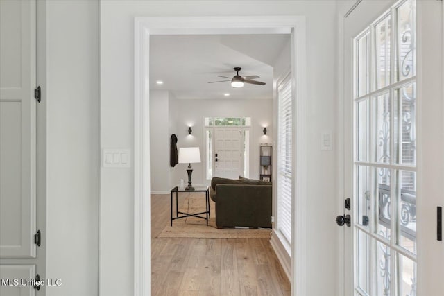 4275 Bienville Rd, Nesbit, MS 38651 - hallway featuring light wood-style flooring and baseboards