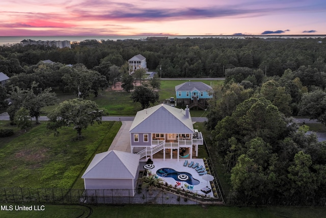14 Sherman Ave, Pass Christian, MS 39571 - aerial view at dusk with a forest view