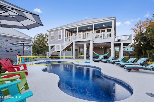 14 Sherman Ave, Pass Christian, MS 39571 - view of pool with a patio area, a fenced backyard, ceiling fan, and stairs