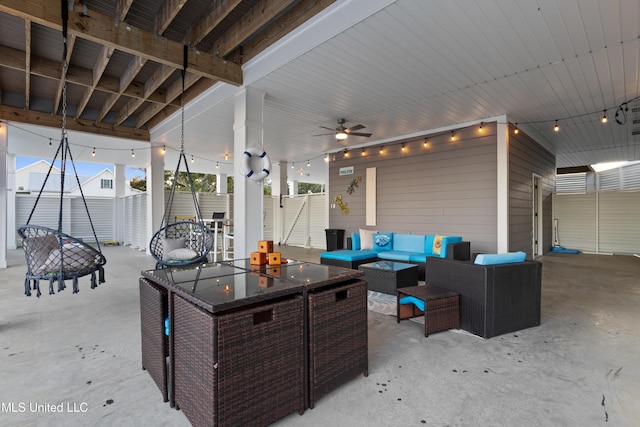 14 Sherman Ave, Pass Christian, MS 39571 - view of patio featuring an outdoor hangout area, ceiling fan, and fence