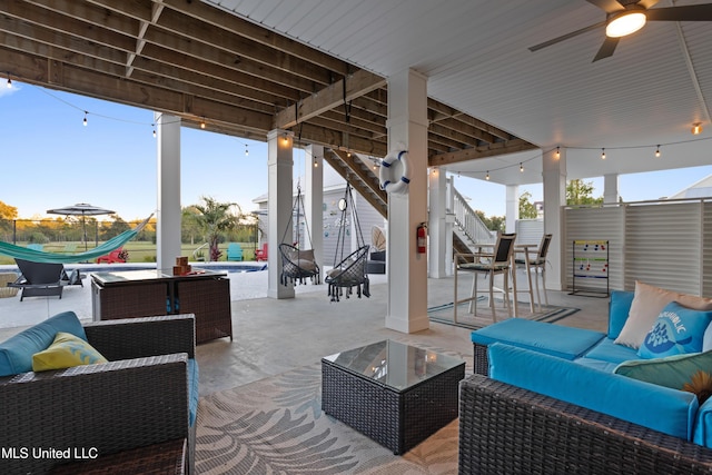 14 Sherman Ave, Pass Christian, MS 39571 - view of patio with stairs, ceiling fan, and outdoor lounge area