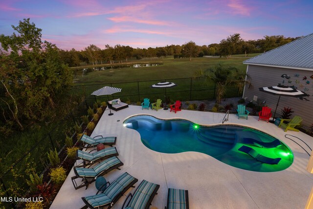 14 Sherman Ave, Pass Christian, MS 39571 - view of pool featuring a water view, fence, a patio, and a fenced in pool