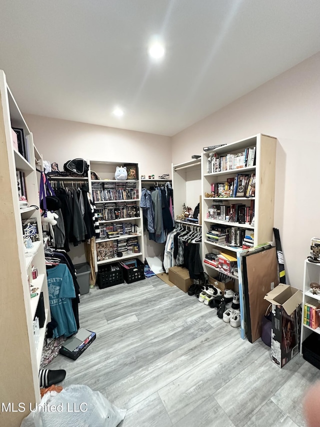 spacious closet with wood finished floors