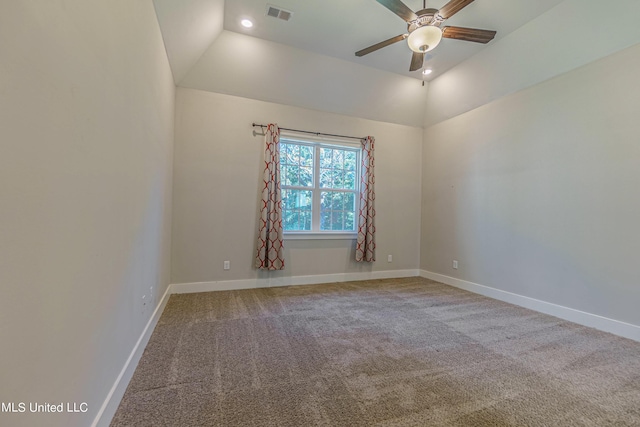 5640 Drew Glazer Dr, Olive Branch, MS 38654 - carpeted spare room featuring a ceiling fan, baseboards, recessed lighting, and lofted ceiling