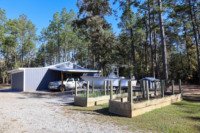 exterior space with an outbuilding