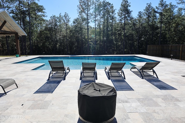 view of pool with a patio and area for grilling