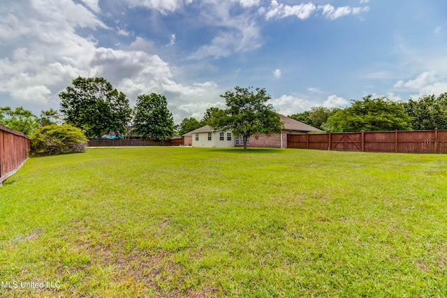 view of yard featuring a fenced backyard
