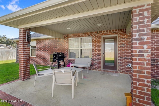 view of patio / terrace featuring a grill