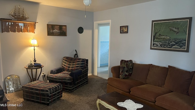 living room with carpet floors