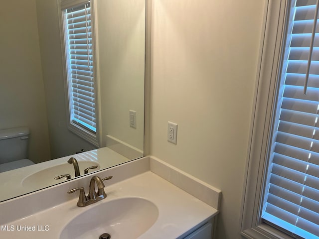 bathroom with toilet and vanity