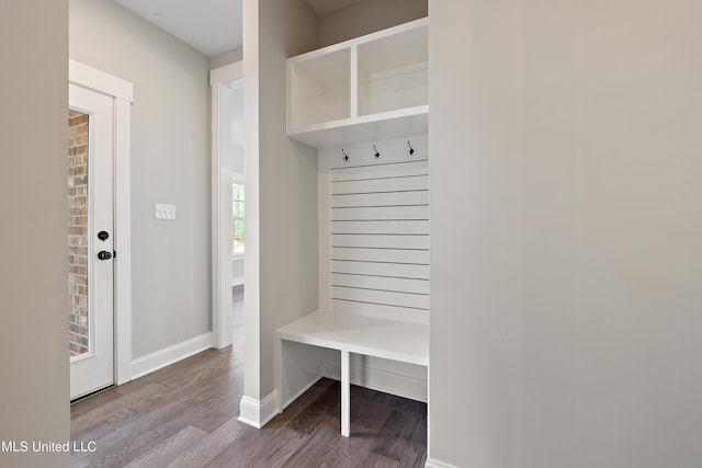 mudroom featuring hardwood / wood-style floors