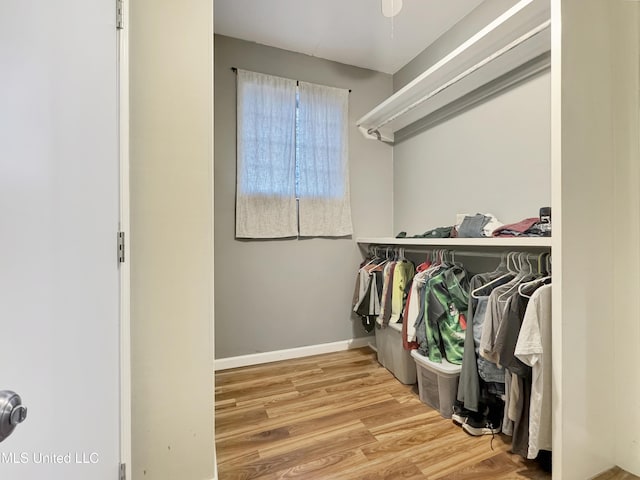 spacious closet featuring hardwood / wood-style floors