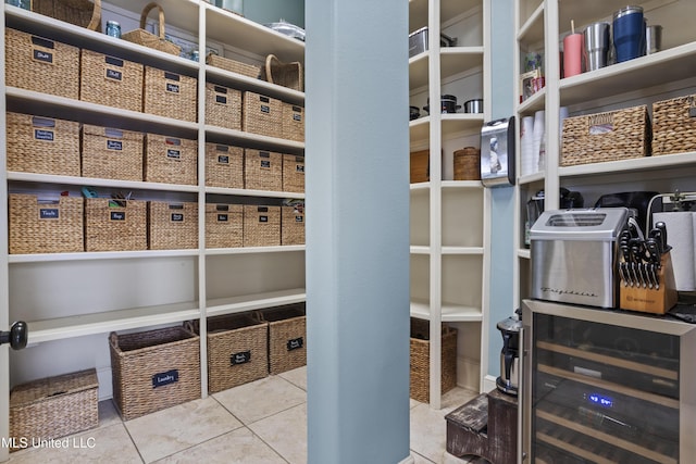 storage area featuring beverage cooler