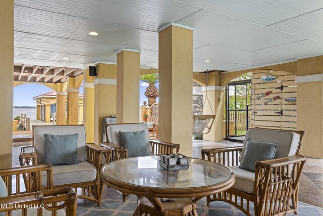 building lobby with recessed lighting