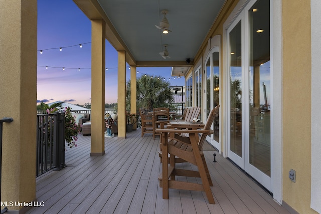 deck featuring ceiling fan