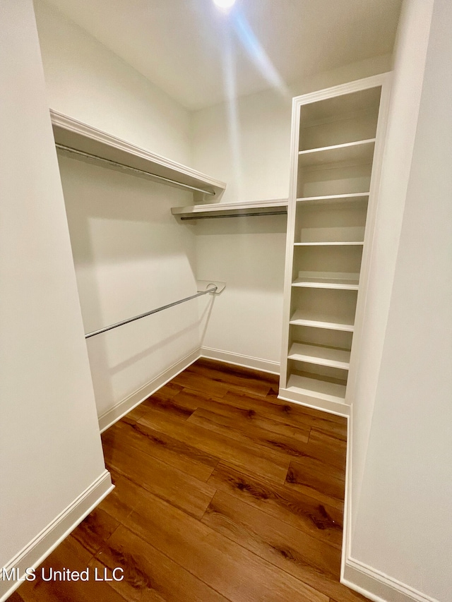 spacious closet featuring hardwood / wood-style flooring